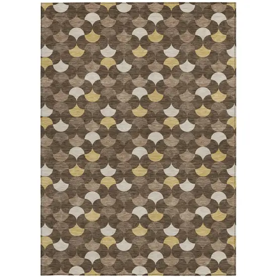 Chocolate And Brown Geometric Washable Indoor Outdoor Area Rug Photo 2