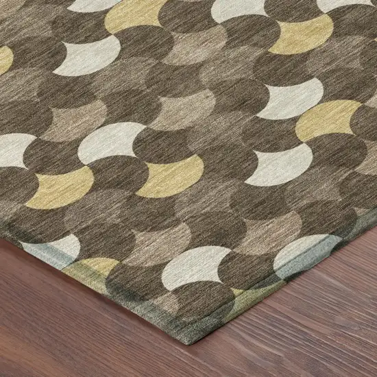 Chocolate And Brown Geometric Washable Indoor Outdoor Area Rug Photo 5