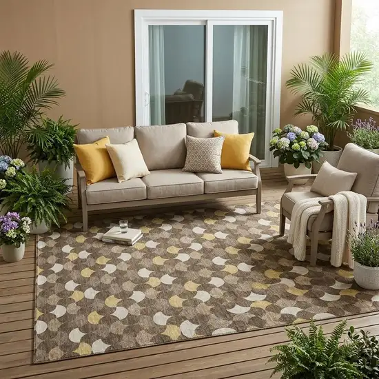 Chocolate And Brown Geometric Washable Indoor Outdoor Area Rug Photo 1