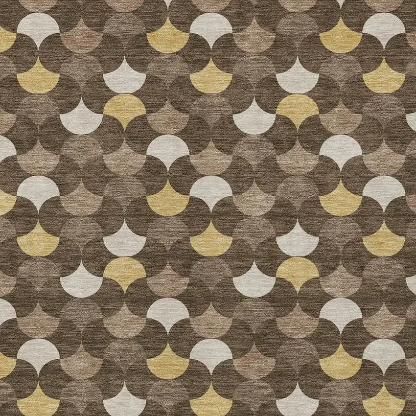 Chocolate And Brown Geometric Washable Indoor Outdoor Area Rug Photo 3