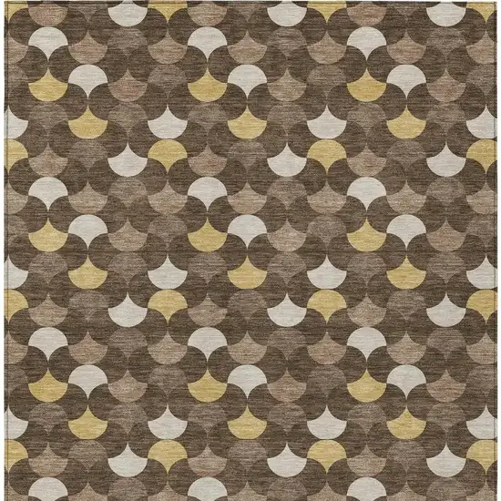 Chocolate And Brown Geometric Washable Indoor Outdoor Area Rug Photo 4