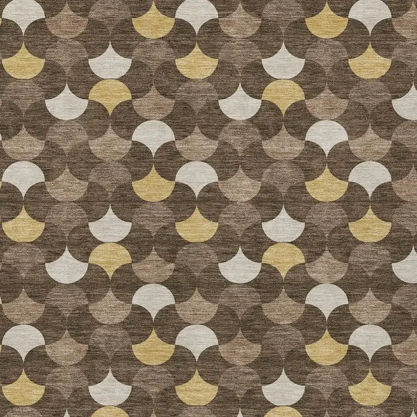Chocolate And Brown Geometric Washable Indoor Outdoor Area Rug Photo 3