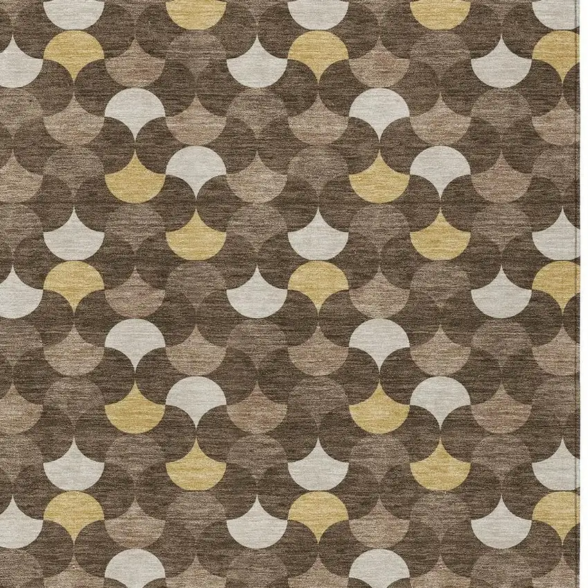 Chocolate And Brown Geometric Washable Indoor Outdoor Area Rug Photo 3