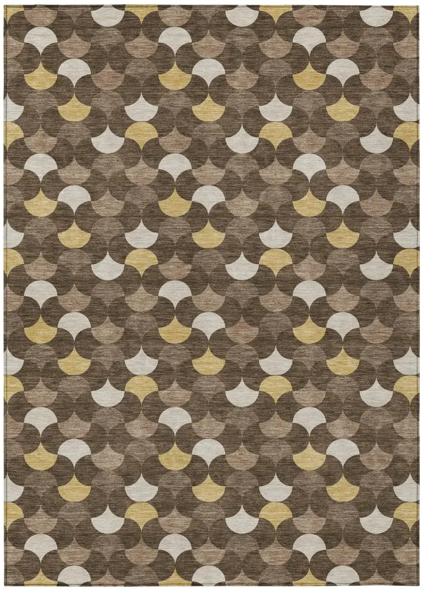 Chocolate And Brown Geometric Washable Indoor Outdoor Area Rug Photo 2