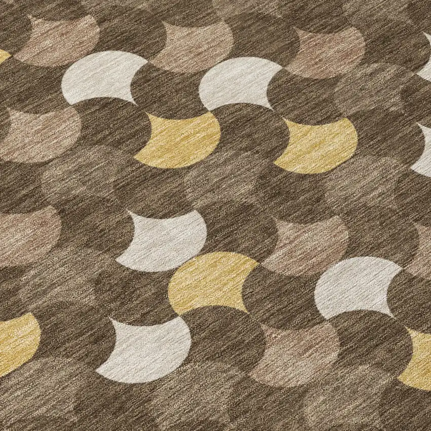 Chocolate And Brown Geometric Washable Indoor Outdoor Area Rug Photo 6