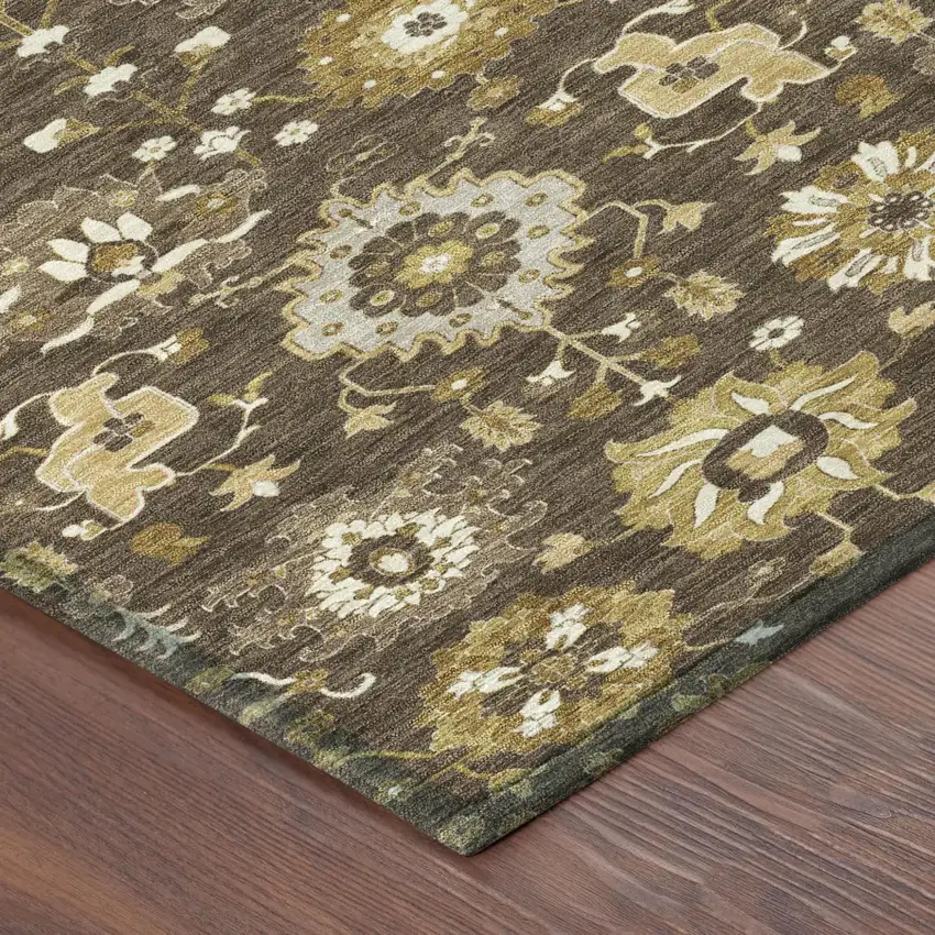 Chocolate And Brown Geometric Washable Indoor Outdoor Area Rug Photo 4