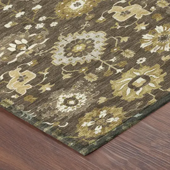 Chocolate And Brown Geometric Washable Indoor Outdoor Area Rug Photo 4