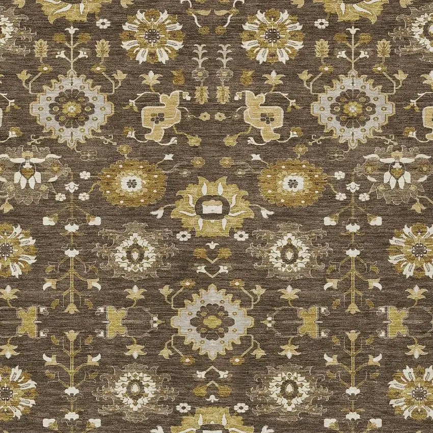 Chocolate And Brown Geometric Washable Indoor Outdoor Area Rug Photo 2