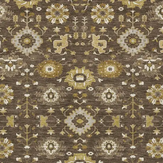 Chocolate And Brown Geometric Washable Indoor Outdoor Area Rug Photo 2