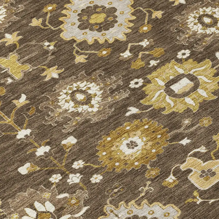 Chocolate And Brown Geometric Washable Indoor Outdoor Area Rug Photo 5