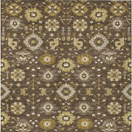 Chocolate And Brown Geometric Washable Indoor Outdoor Area Rug Photo 3