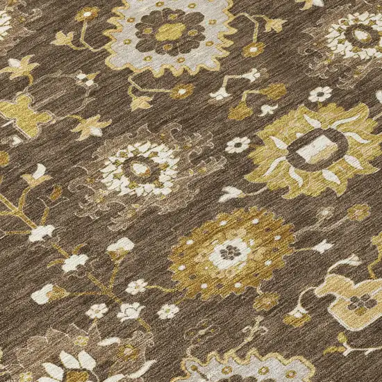 Chocolate And Brown Geometric Washable Indoor Outdoor Area Rug Photo 5