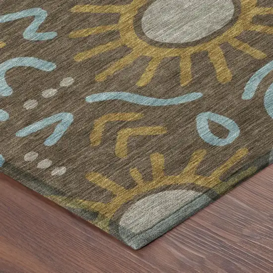 Chocolate And Brown Geometric Washable Indoor Outdoor Area Rug Photo 4