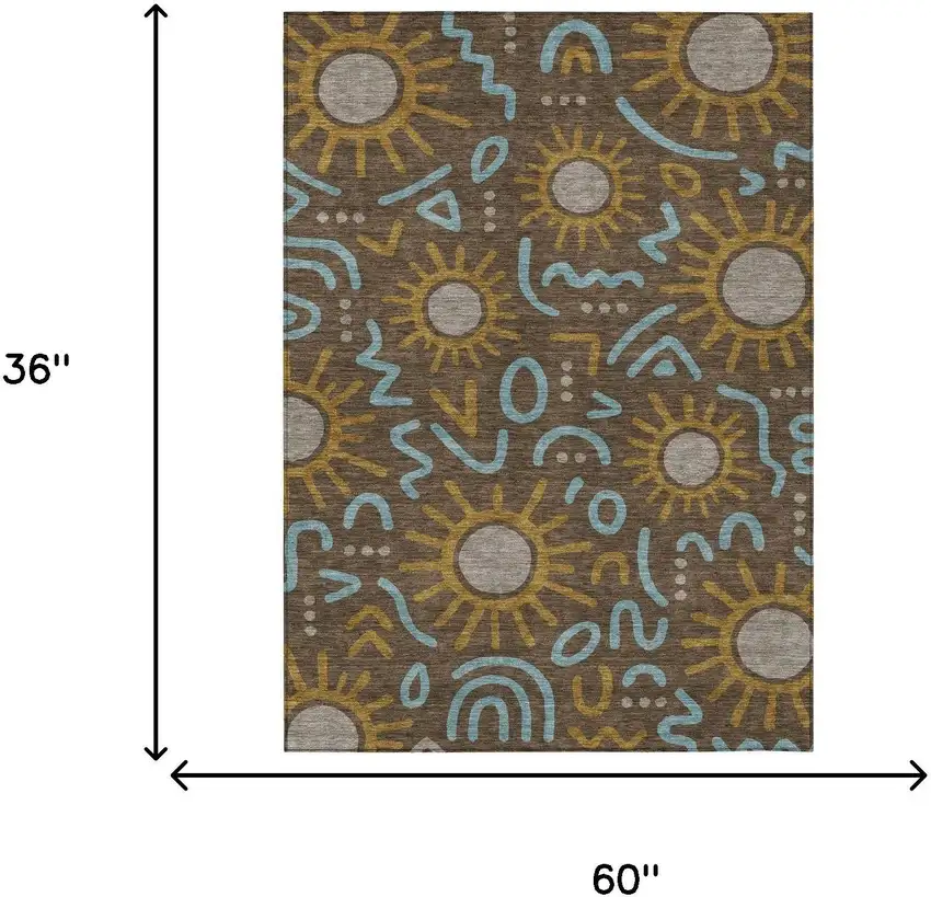 Chocolate And Brown Geometric Washable Indoor Outdoor Area Rug Photo 6