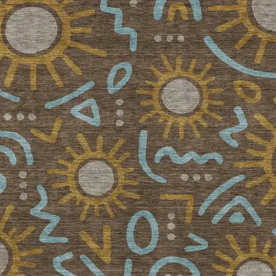 Chocolate And Brown Geometric Washable Indoor Outdoor Area Rug Photo 2