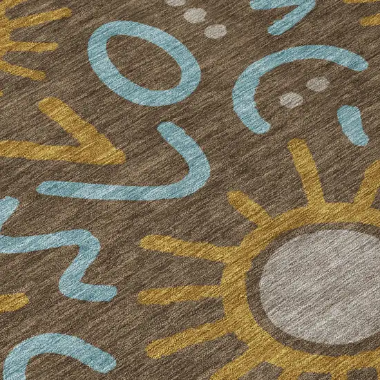 Chocolate And Brown Geometric Washable Indoor Outdoor Area Rug Photo 5