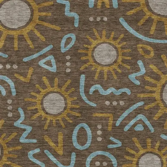 Chocolate And Brown Geometric Washable Indoor Outdoor Area Rug Photo 2