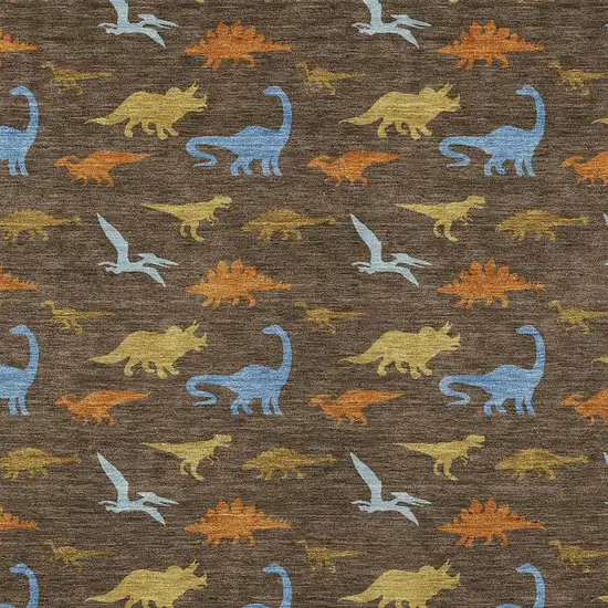 Chocolate And Brown Geometric Washable Indoor Outdoor Area Rug Photo 2