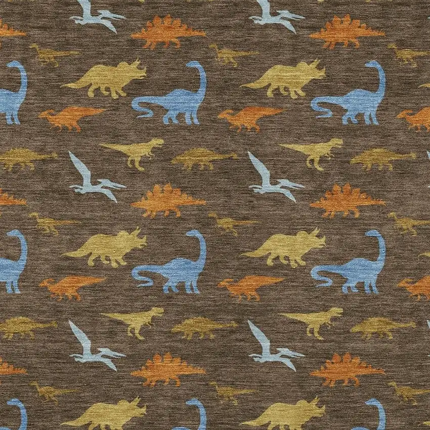 Chocolate And Brown Geometric Washable Indoor Outdoor Area Rug Photo 2