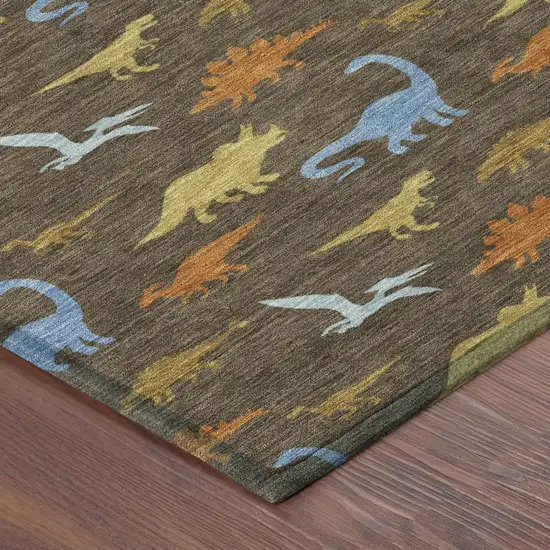 Chocolate And Brown Geometric Washable Indoor Outdoor Area Rug Photo 4