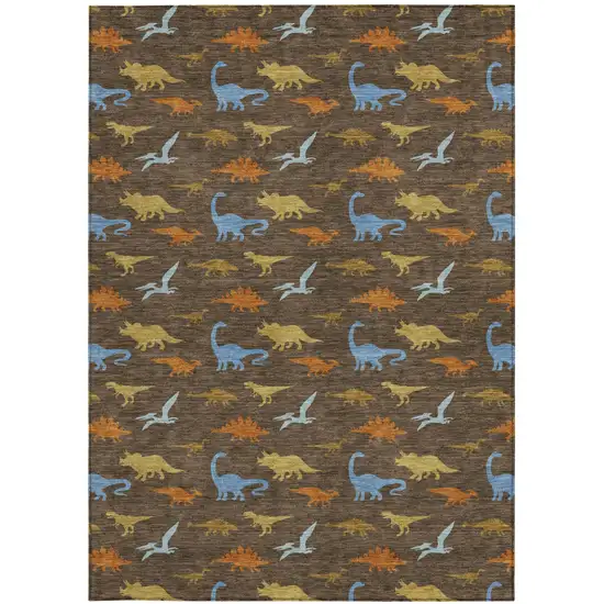 Chocolate And Brown Geometric Washable Indoor Outdoor Area Rug Photo 3