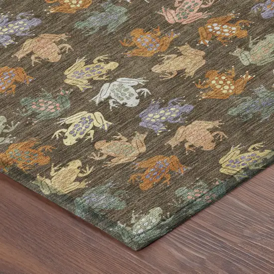Chocolate And Brown Geometric Washable Indoor Outdoor Area Rug Photo 4