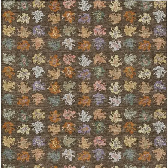 Chocolate And Brown Geometric Washable Indoor Outdoor Area Rug Photo 1