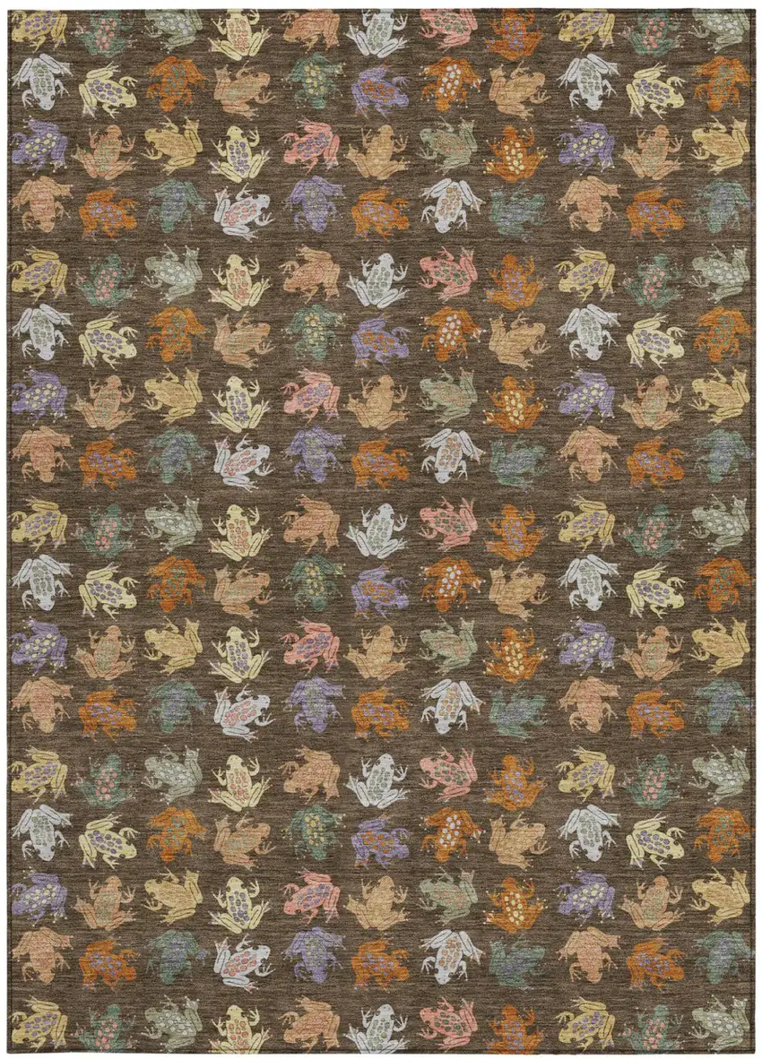 Chocolate And Brown Geometric Washable Indoor Outdoor Area Rug Photo 3
