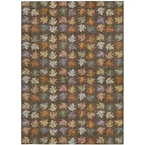 Chocolate And Brown Geometric Washable Indoor Outdoor Area Rug Photo 3