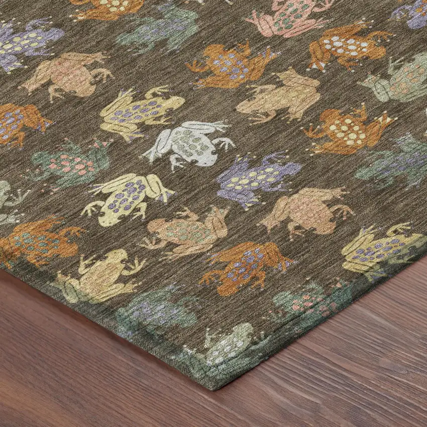 Chocolate And Brown Geometric Washable Indoor Outdoor Area Rug Photo 4