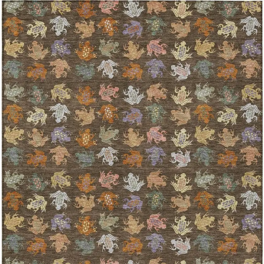 Chocolate And Brown Geometric Washable Indoor Outdoor Area Rug Photo 1