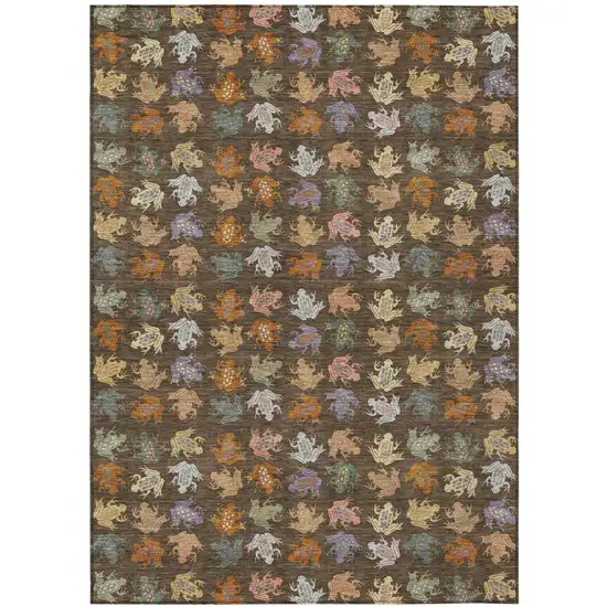 Chocolate And Brown Geometric Washable Indoor Outdoor Area Rug Photo 2