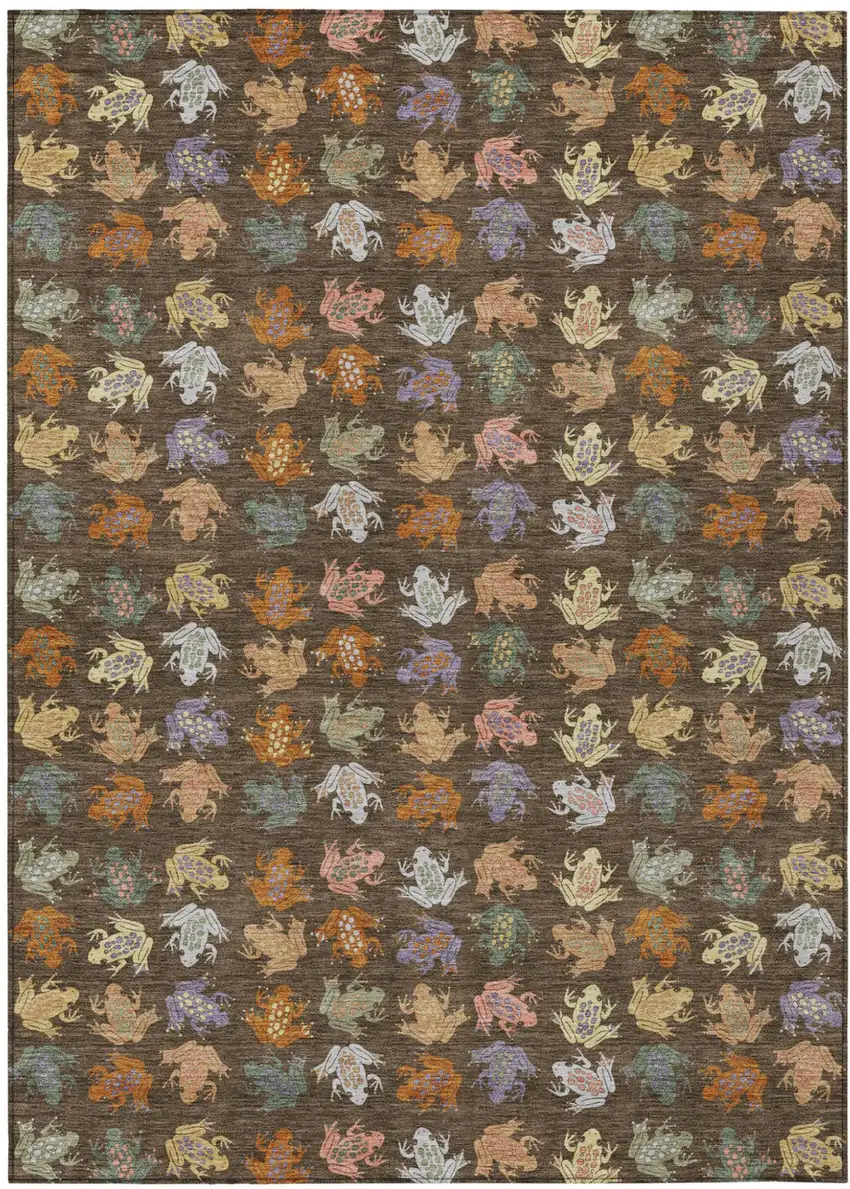 Chocolate And Brown Geometric Washable Indoor Outdoor Area Rug Photo 2