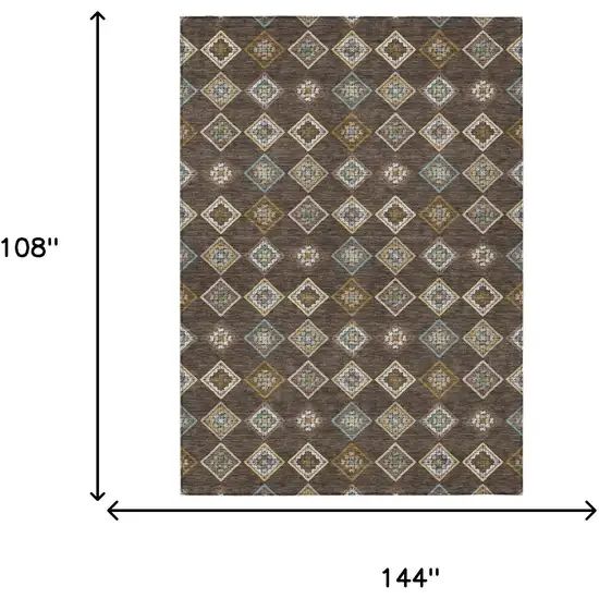 Chocolate And Brown Geometric Washable Indoor Outdoor Area Rug Photo 5