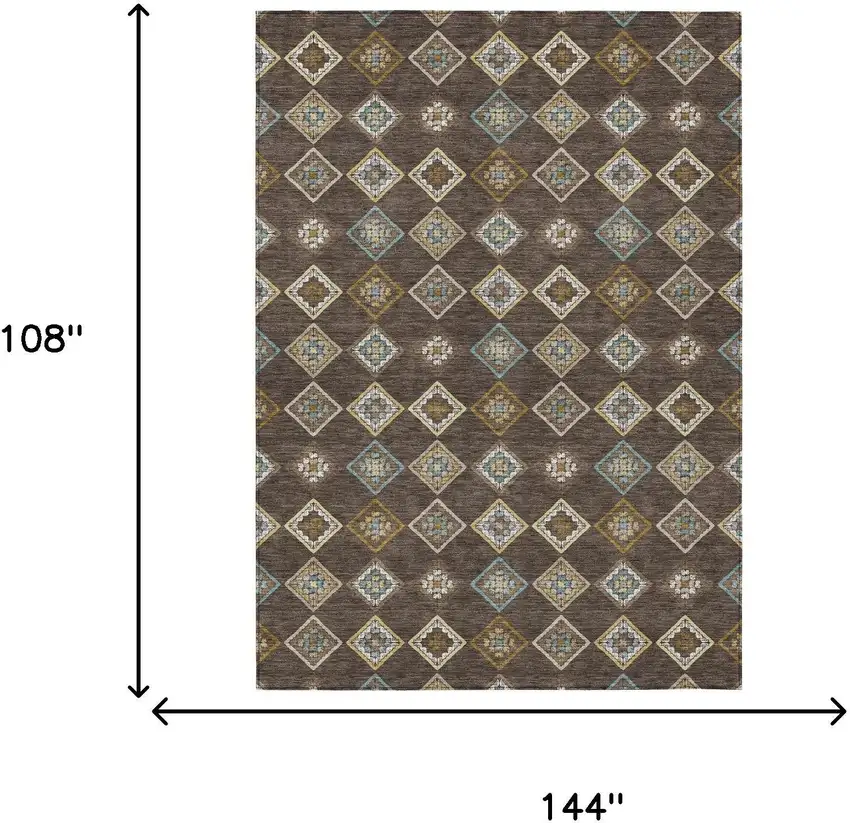 Chocolate And Brown Geometric Washable Indoor Outdoor Area Rug Photo 5