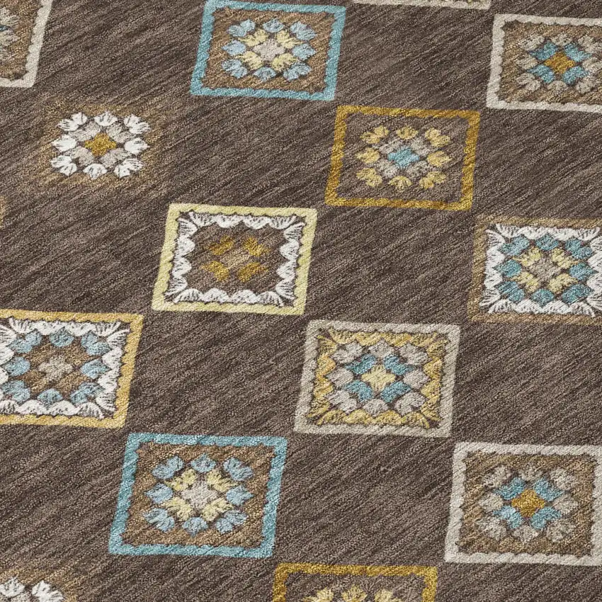 Chocolate And Brown Geometric Washable Indoor Outdoor Area Rug Photo 4