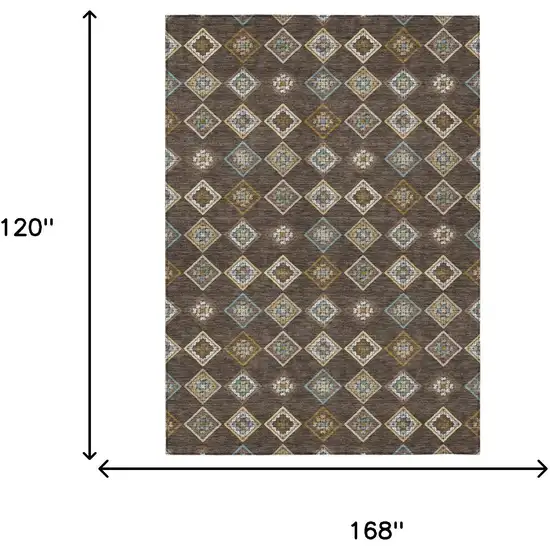 Chocolate And Brown Geometric Washable Indoor Outdoor Area Rug Photo 5