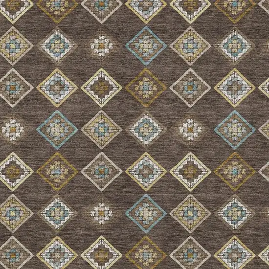 Chocolate And Brown Geometric Washable Indoor Outdoor Area Rug Photo 2