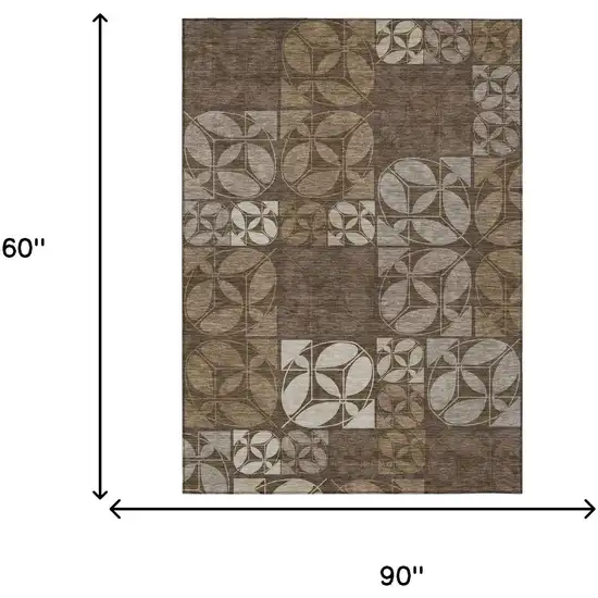 Chocolate And Brown Geometric Washable Indoor Outdoor Area Rug Photo 6