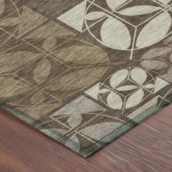 Chocolate And Brown Geometric Washable Indoor Outdoor Area Rug Photo 4