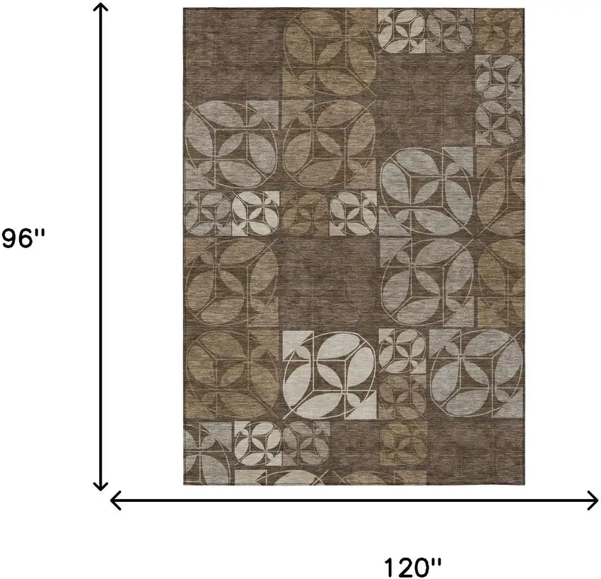 Chocolate And Brown Geometric Washable Indoor Outdoor Area Rug Photo 6