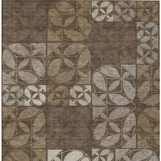 Chocolate And Brown Geometric Washable Indoor Outdoor Area Rug Photo 3