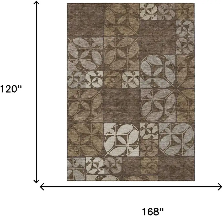Chocolate And Brown Geometric Washable Indoor Outdoor Area Rug Photo 6