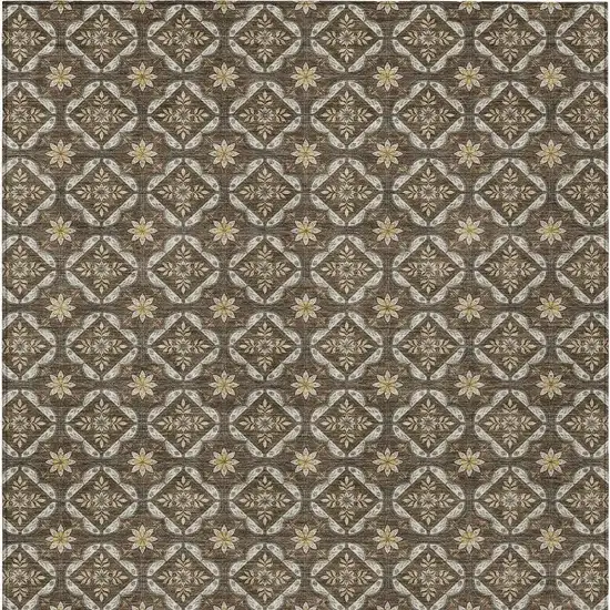 Chocolate And Brown Geometric Washable Indoor Outdoor Area Rug Photo 3