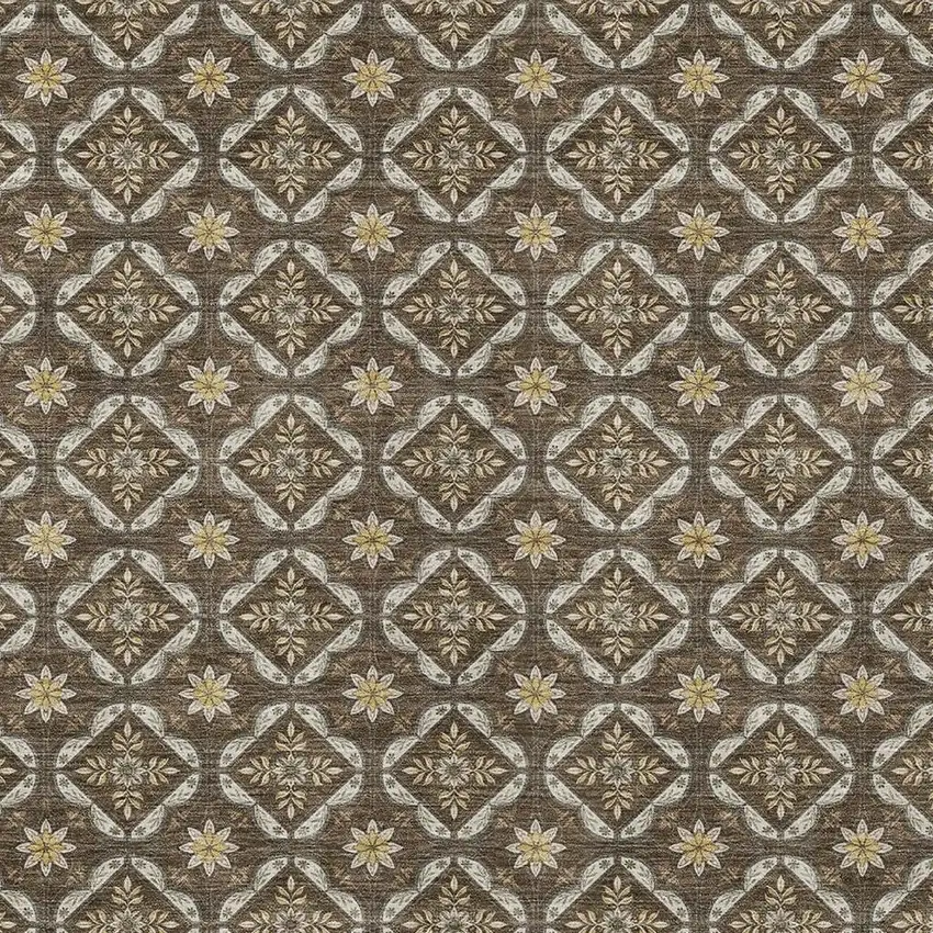Chocolate And Brown Geometric Washable Indoor Outdoor Area Rug Photo 2
