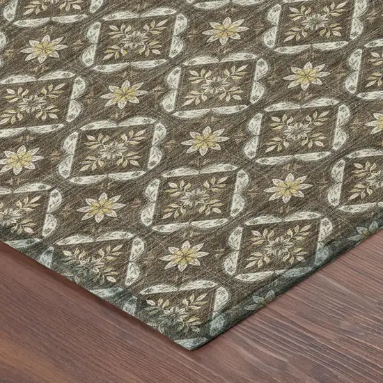 Chocolate And Brown Geometric Washable Indoor Outdoor Area Rug Photo 4