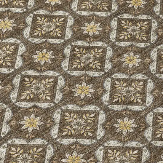 Chocolate And Brown Geometric Washable Indoor Outdoor Area Rug Photo 5