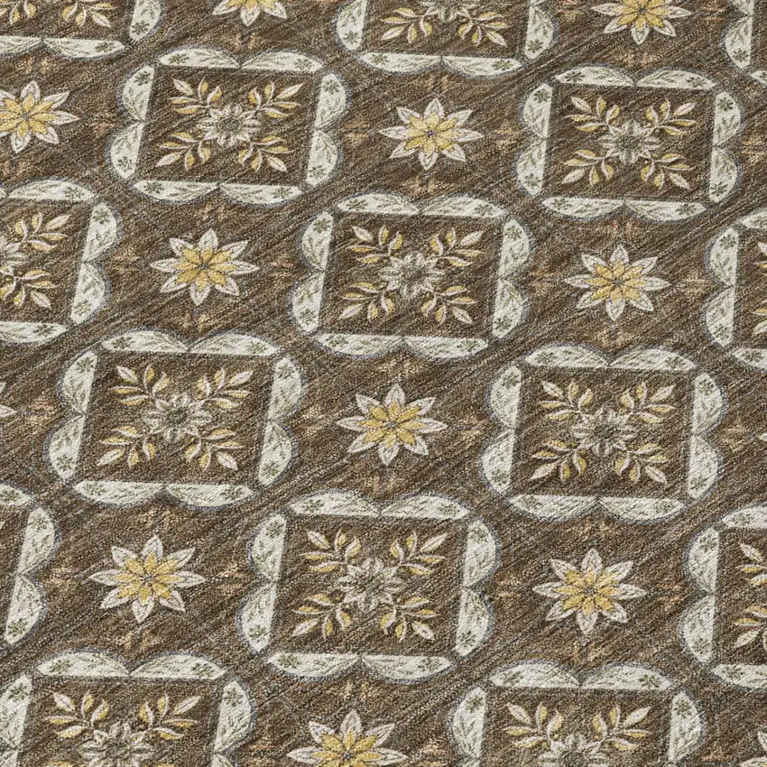 Chocolate And Brown Geometric Washable Indoor Outdoor Area Rug Photo 5