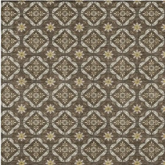 Chocolate And Brown Geometric Washable Indoor Outdoor Area Rug Photo 2