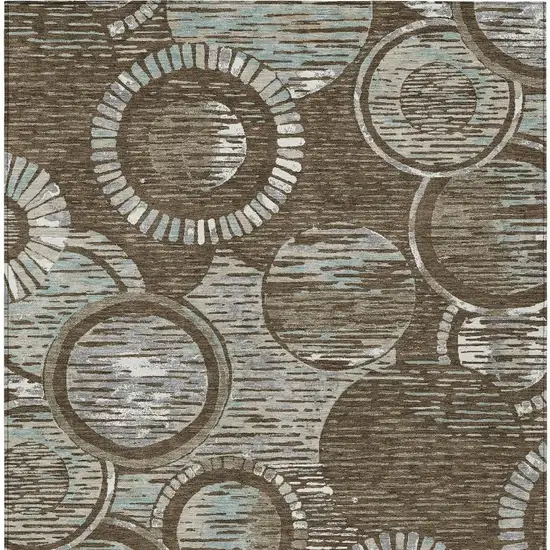 Chocolate And Brown Geometric Washable Indoor Outdoor Area Rug Photo 3